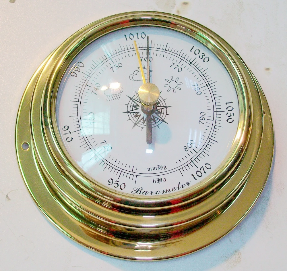 3" Brass Case Traditional Weather Station Barometer (White Dial) in