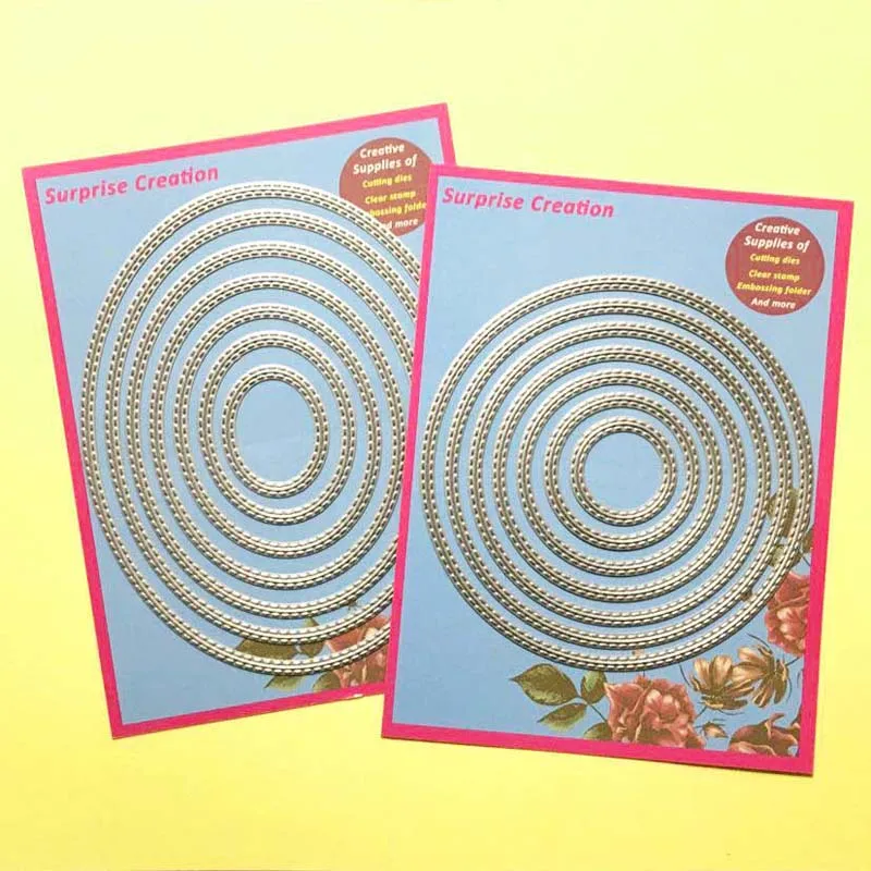 

2-Set Cutting dies Circle & Oval with stitch Cardmaking & Scrapbooking DIY Craft stencil