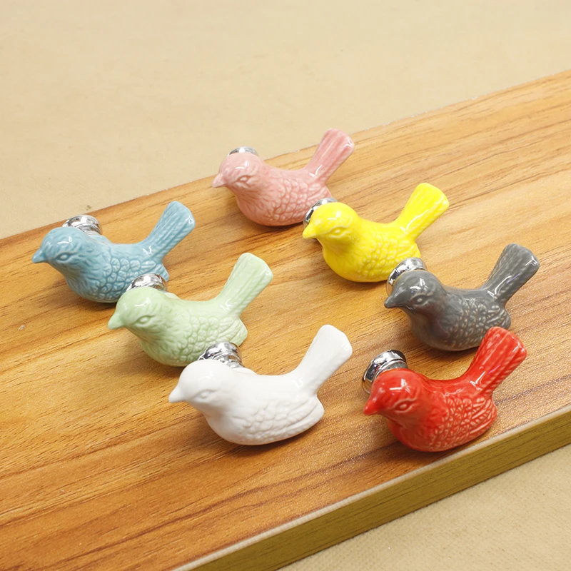 

FAST SHIPPING 32x55MM Colored Bird Shaped Ceramic Knobs porcelain KNOB for Kids/ Children Cabinets Cupboard Knobs