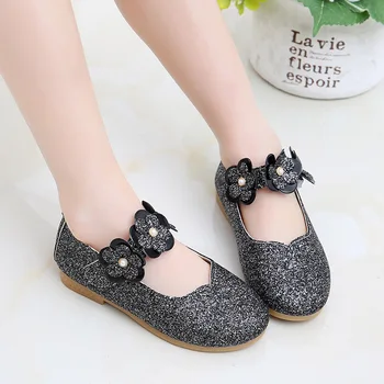 

Girls Soft Bottom Sequins Flowers Non-slip Princess Shoes Single Dance Shoes AN88