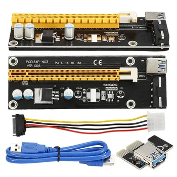 

Black 0.6M PCI Express PCI-E 1X to 16X Riser Card Adapter PCIE Extender with USB 3.0 Cable + SATA to 4Pin IDE Molex Power Cord