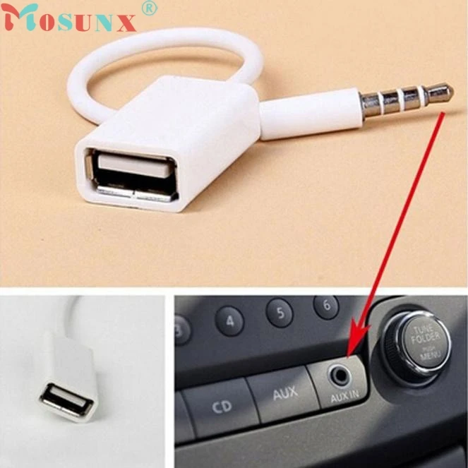 Кабель-конвертер Mosunx 3 5 мм штекер AUX аудио разъем USB 2 0 Автомобильный MP3 0329 |