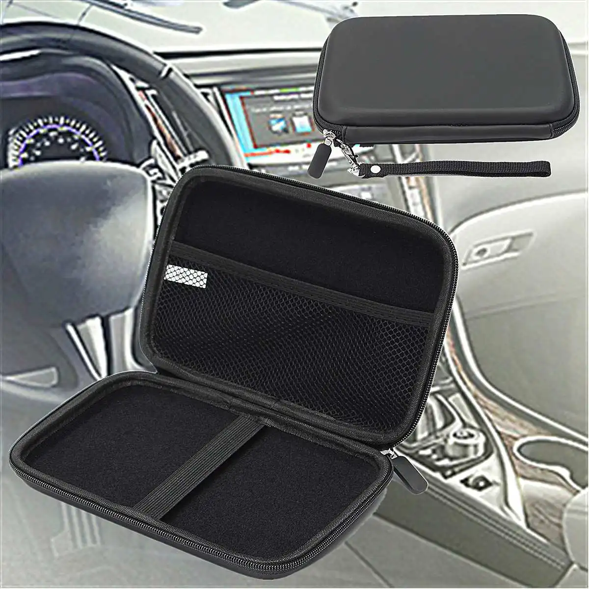 

7" GPS Navigation Storage Bag Protection PU EVA Hard Shell Box Carry Case Cover Outdoor Travel Portable SAT NAV Holder Protector