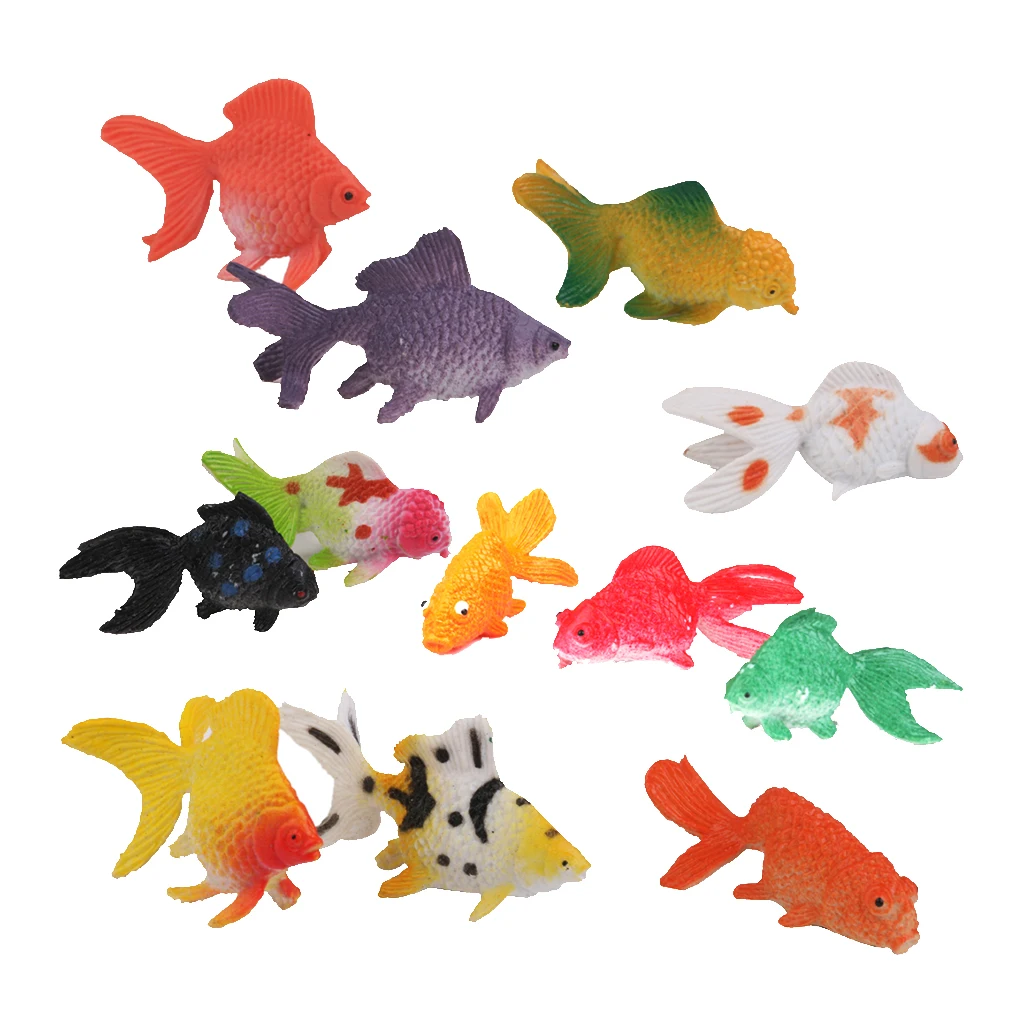 Plastic Lifelike Artificial Goldfish Animals Toy Model 12pcs Colorful Figures Educational Tool