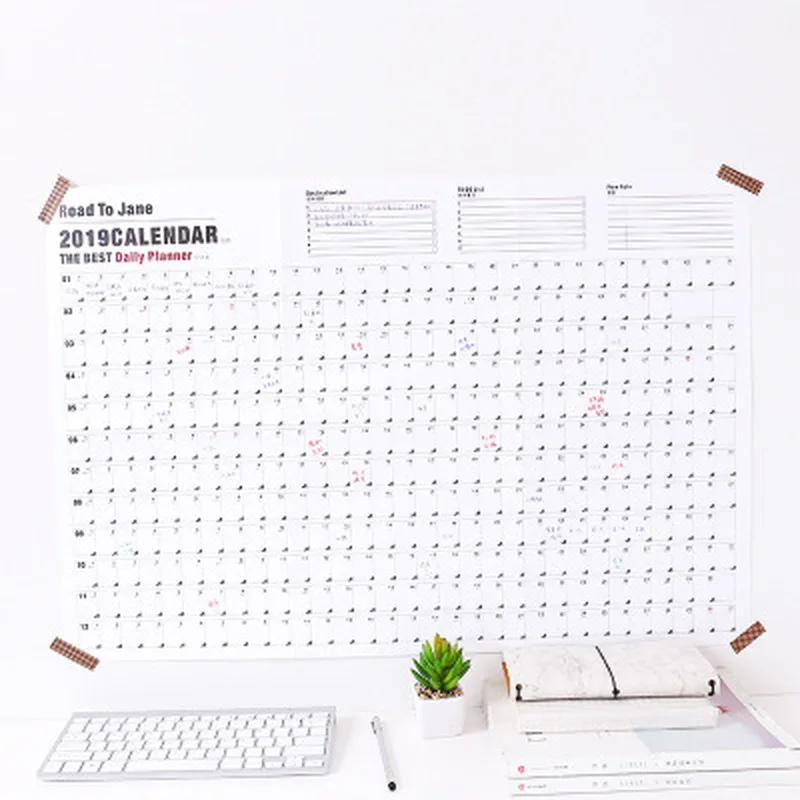 

Creative Block Year Planner 2019 Daily Plan Paper 1 Sheet 73*51.5cm Wall Paper Agenda Memo
