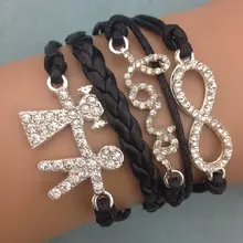 1 шт. бесконечно ручная работа браслет. металл очарование, воск шнур, кожаный браслет, модный драгоценный браслет 3656