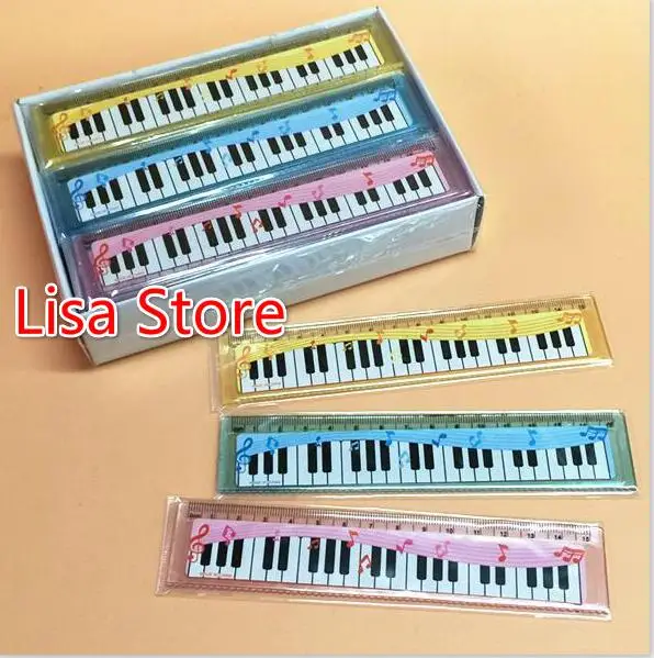

60pcs Funny 15cm Cartoon Piano Musical Note Ruler bookmarks School Student Boys Girls Toy Ruler gift ruler Cable Winder Gift
