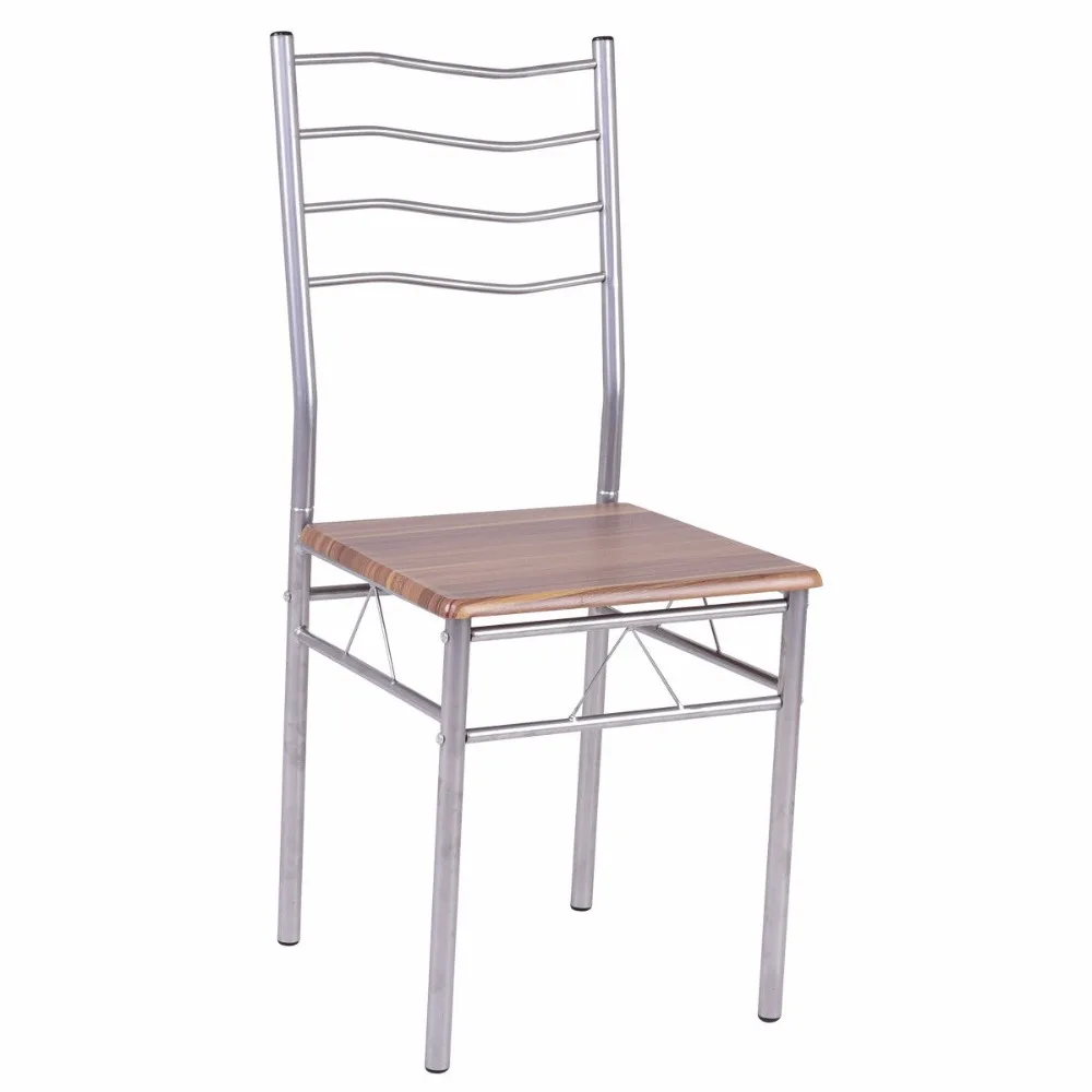 Goplus 5 Pieces Dining Table Set 1 Wooden Dining Table with 4 Dinig Chairs Metal Modern Kitchen Breakfast Furniture HW55389NA