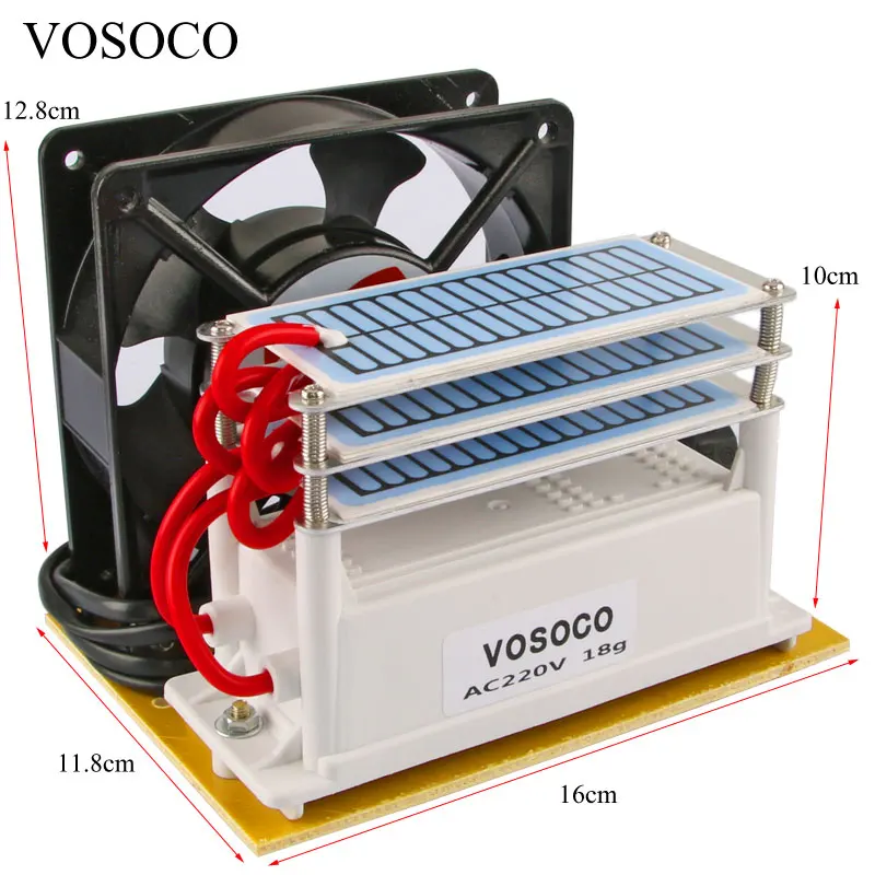

18g/h portable Ozone Generator 3 layers Moisture proof with fan Ozonizer Air water Purifier Sterilizer treatment Ozone machine