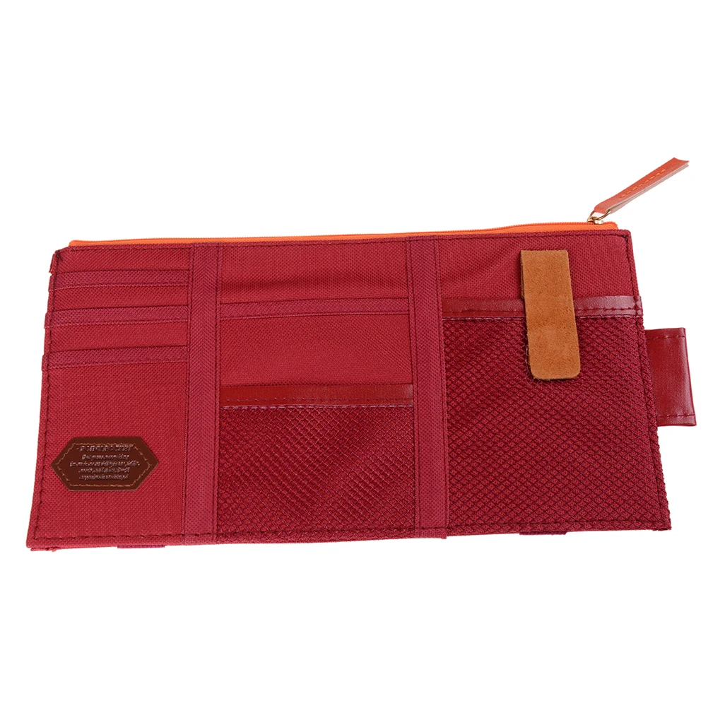 Карманный Автомобильный солнцезащитный козырек карман для хранения карт CD держатель для карт Органайзер с карманами 1 шт. хит! 5 цветов - Цвет: Wine red
