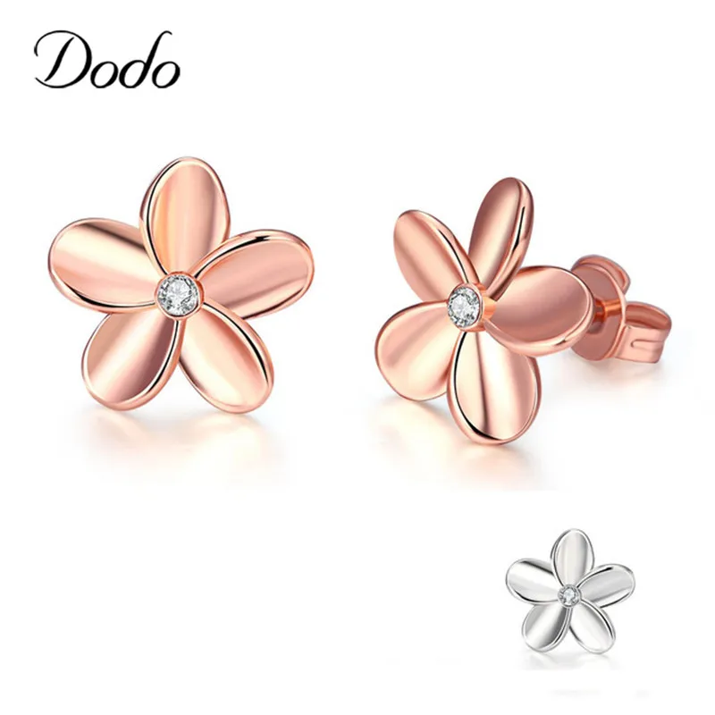 

Elegant Rose&White Gold Color Flower Style Stud Earrings for Women Gifts Crystal Jewelry Fashion Vintage Accessories Gifts DE218