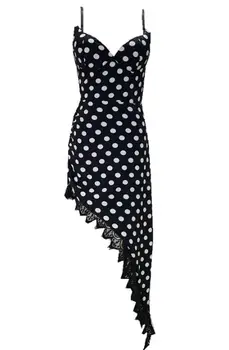 

French romantic dinner dress 19 summer new women's lace side sexy diagonal V-neck sling dressT3548