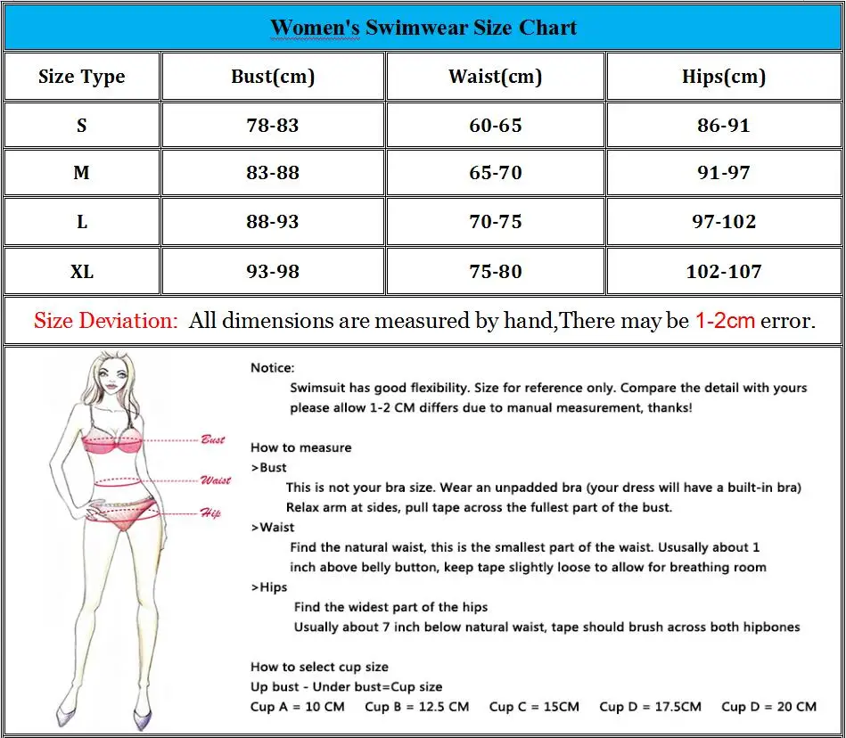 size chart for S M L XL