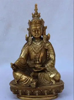 

Tibet Buddhism Bronze Gilt Seat Lotus Guru Rinpoche Padmasambhava Buddha Statue