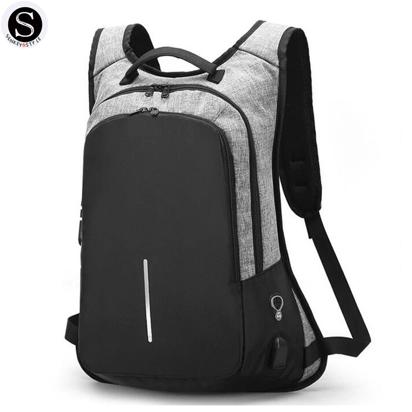 Senkey Style Men Backpack School Bags For Teenagers Password Lock Anti