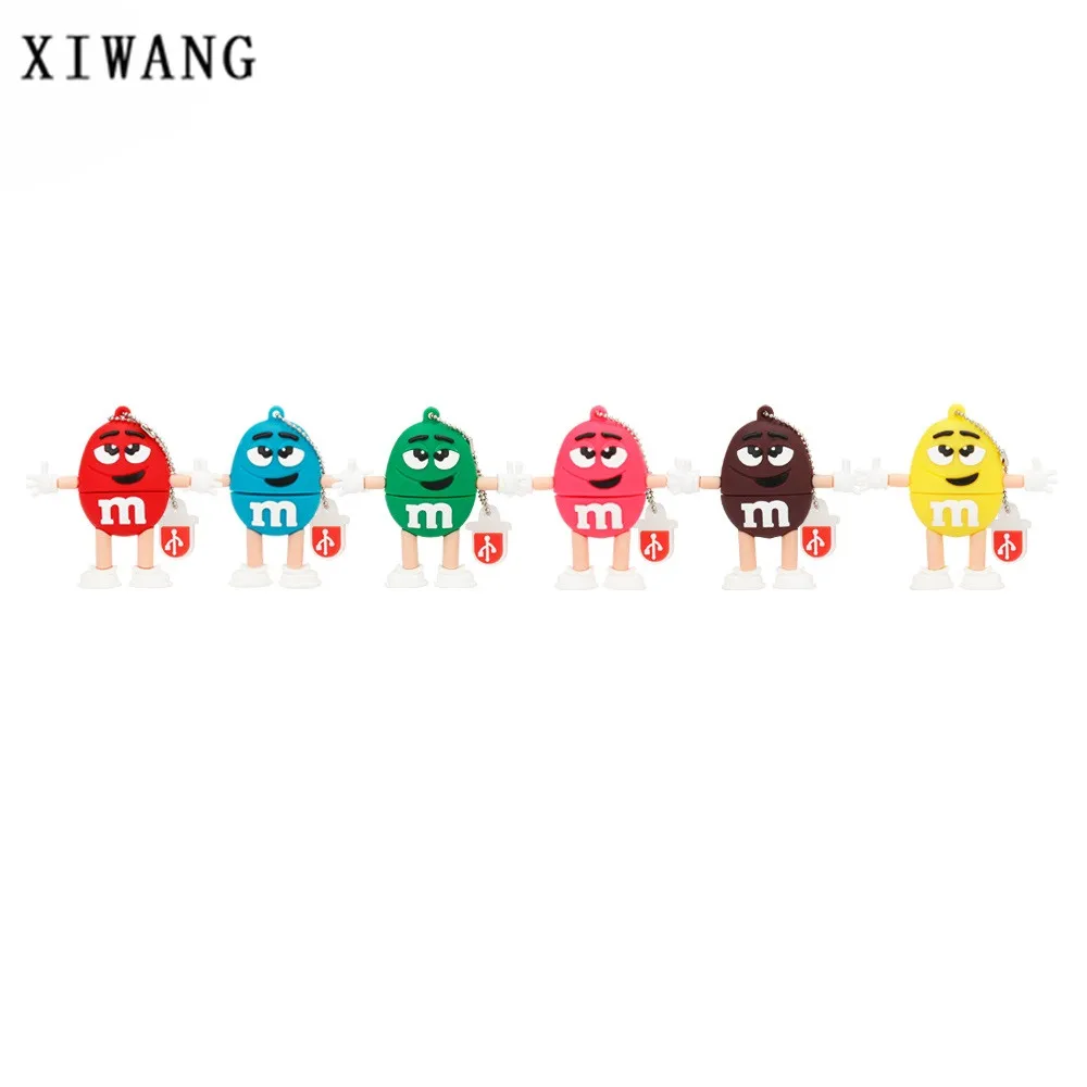 

cartoon M beans Pendrive 128gb usb memory stick USB 2.0 4GB 8GB 16GB 32GB 64GB pen drive chocolate usb flash drive free shipping