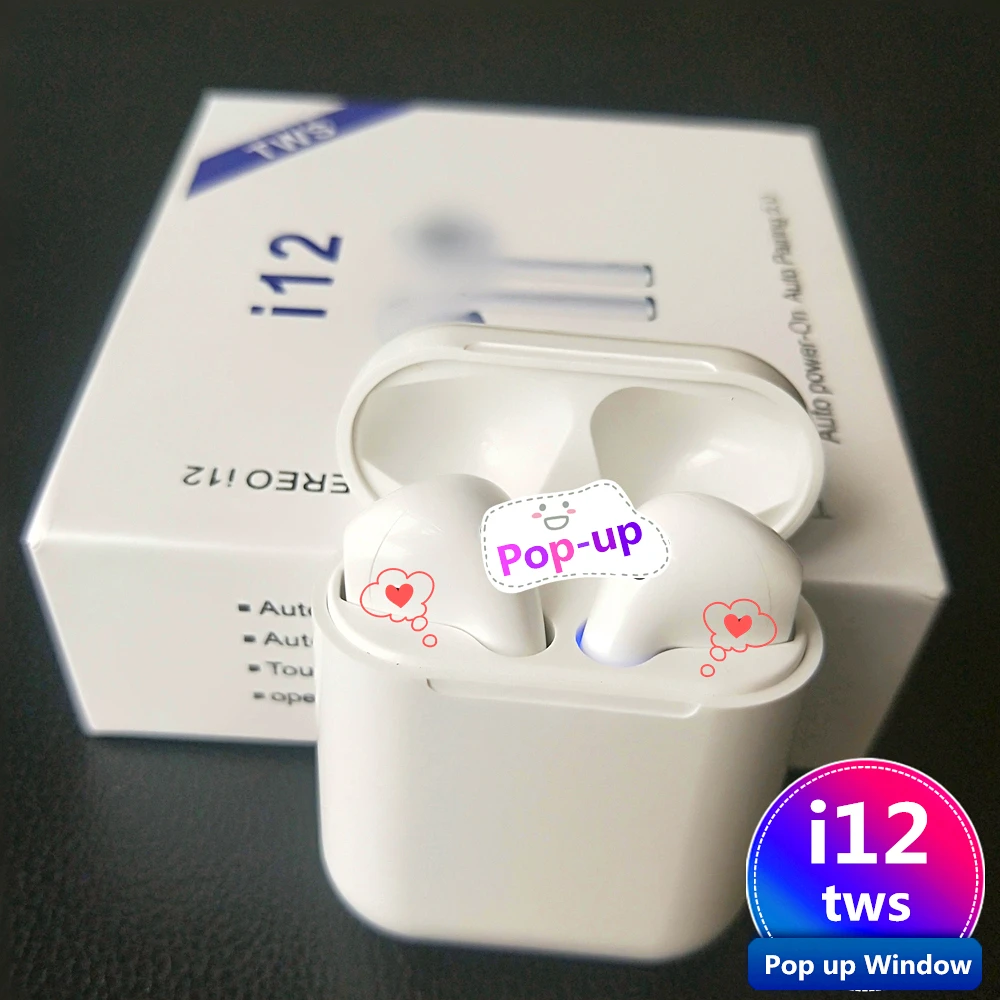 

Mini i12 TWS Wireless Headphone Bluetooth 5.0 Sport Earphone Earbud Touch Magnetic Charging Box PK i20 i30 for redmi air