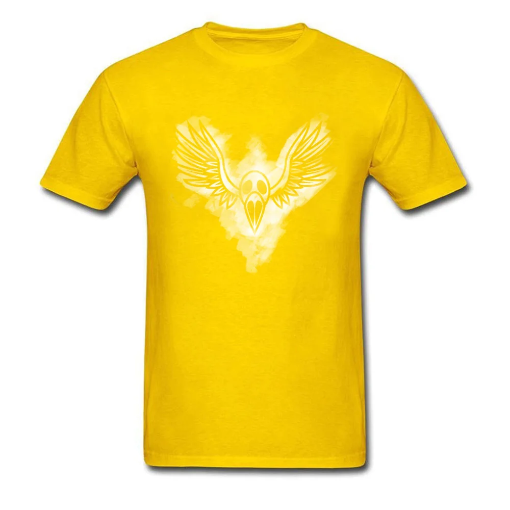 Crow bone wing Casual Tshirts for Men 100% Cotton Thanksgiving Day T Shirt Printed T-shirts Short Sleeve Brand O Neck Crow bone wing yellow