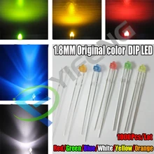 1000 шт. 1,8 мм светодиодный диодный светильник белый желтый красный зеленый оранжевый синий цвет DIP СВЕТОДИОДНЫЙ