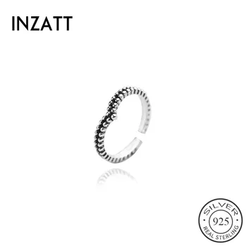 

INZATT Real 925 Sterling Thai Silver Punk Minimalist Opening Ring For Fashion Women Party Fine Jewelry Vintage Ring Accessories