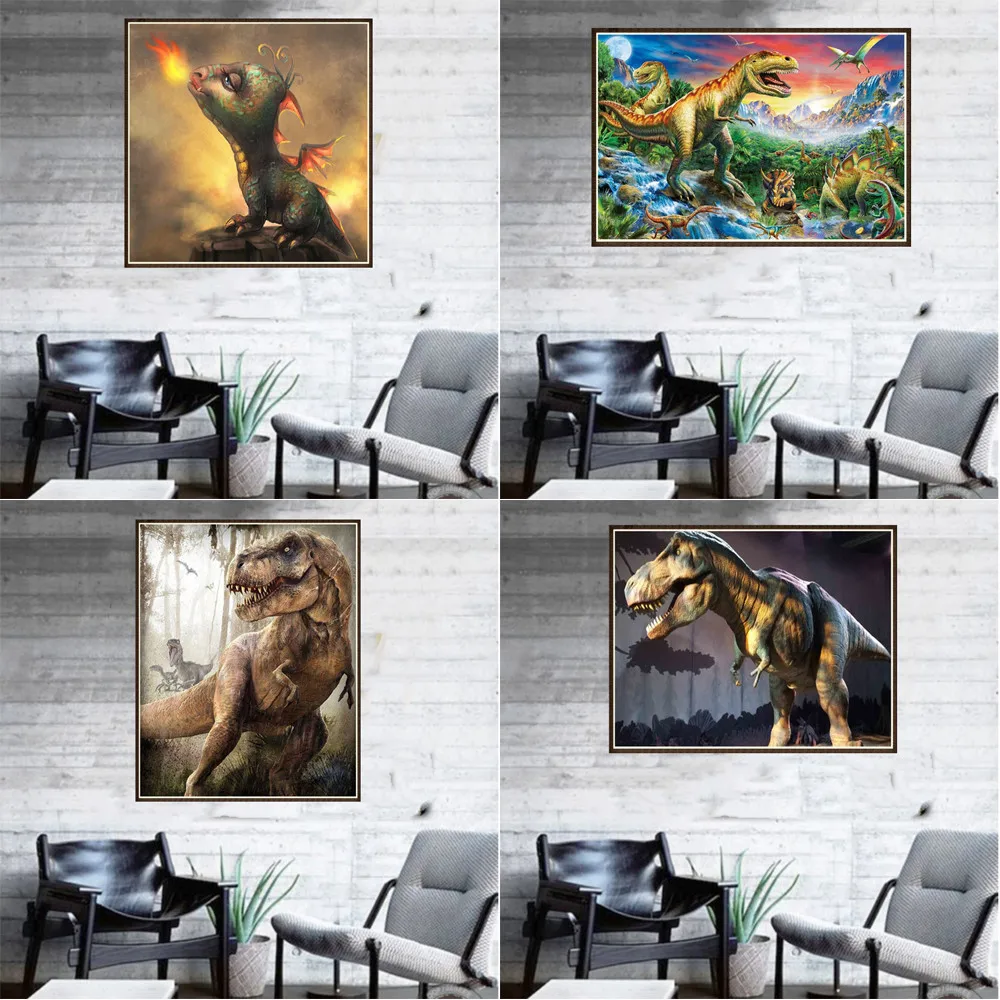 NAI YUE 2019 New embroidery cross stitch dinosaur picture home decor gift round diy diamond painting 3.1 | Дом и сад