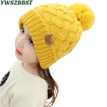 

Cute Cat Baby Hat Autumn Winter Crochet Warm Baby Girl Hat Kids Hat with Pom Pom Ball Boys Hat Cap fit 1 to 6 years old