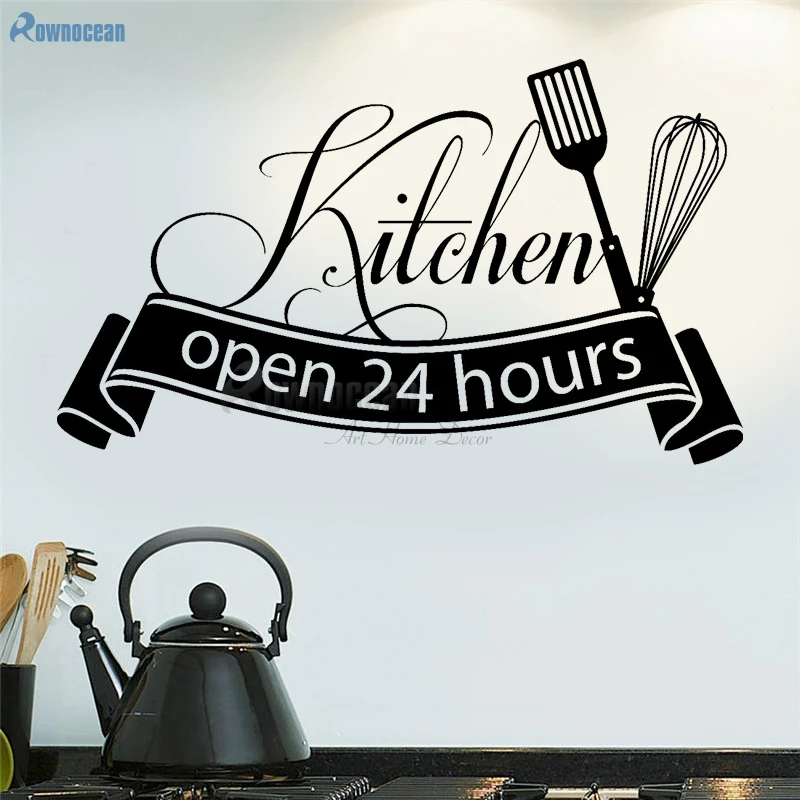 Open 24 hours Kitchen Wall Stickers Vinyl Home Decor Art Decals Quotes Self-adhesive film Muursticker Decoration DIY Mural D599 Open 24 hours Kitchen Wall Stickers Vinyl Home Decor Art Decals Quotes Self-adhesive film Muursticker Decoration DIY Mural D599