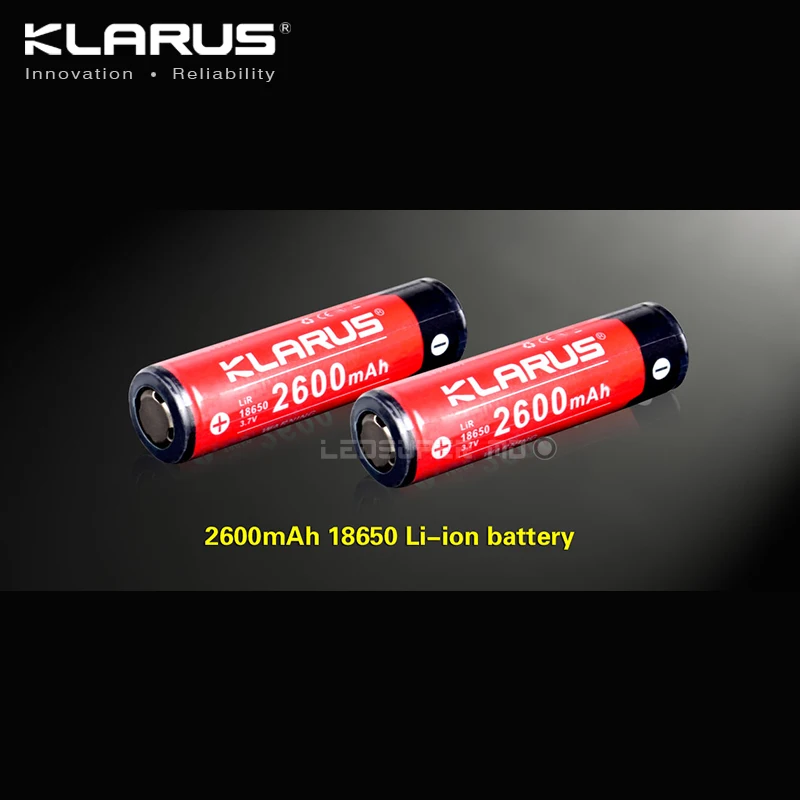 2 Pieces Portable Lighting Accessories KLARUS LiR 18650 Rechargeable Li-ion Battery 2600mAh 3.7V