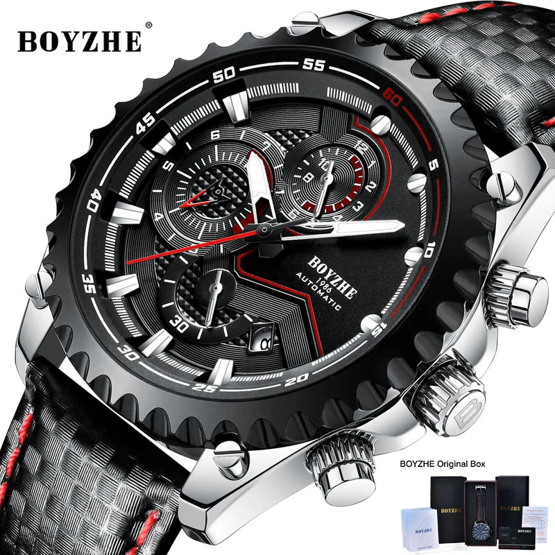 

BOYZHE Men Automatic Mechanical Watch Self Winding Top Brand Military Sport Male Waterproof Wrist Watches Relogio Masculino