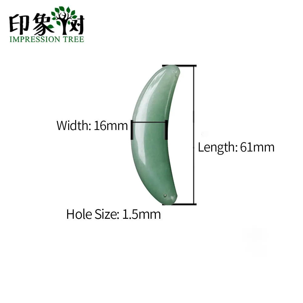 61X16 мм полировка натуральный драгоценный камень Jad e камень луна кулон зеленый 3D Carven Банан Форма ожерелье Подвески DIY Изготовление ювелирных изделий 18094