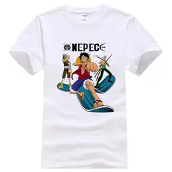 Лето Хлопок мультфильм Аниме One piece Луффи печатных футболка мужские футболки с коротким рукавом Мода Повседневная футболка #56