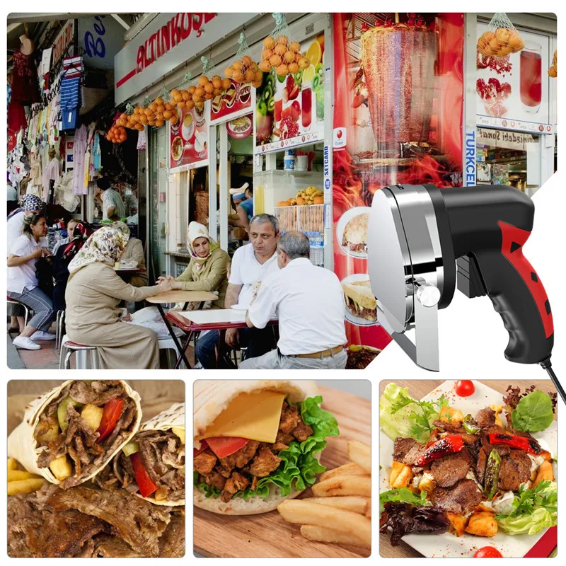 New Kebab Slicer Electric Meat-cutting Machine Portable Hand-held Kebab Knife With Two Blades Sliced Meat Gyros Cutter USUKEU (5)
