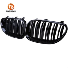 POSSBAY глянцевая черная бамперная решетка в два ряда любезно гоночные решетки для BMW E60 Sedan E61 Touring 520d/520i/523i 2003-2010