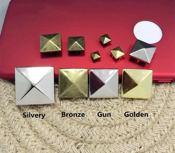 

6-20mm Gold/Silver/Bronze Square Pyramid Grment Rivets Nailhead Claws Stud For Hat Bag Shoe Jeans Leather Craft Accessories