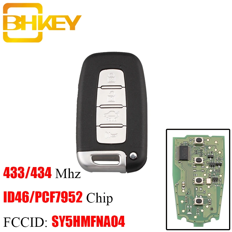 BHKEY 4BT умный дистанционный ключ 433 МГц ID46 чип для hyundai I30 IX35 SY5HMFNA04 для hyundai Sonata Genesis Equus Veloster 2009