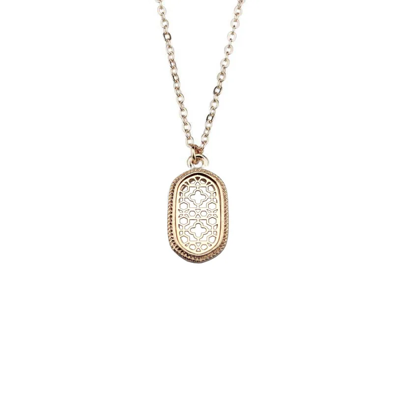 N4357 Rose Gold Вертикальный мини овальный вырез колье ожерелье для женщин Мода известный бренд ювелирные изделия - Окраска металла: N4357 Rose Gold