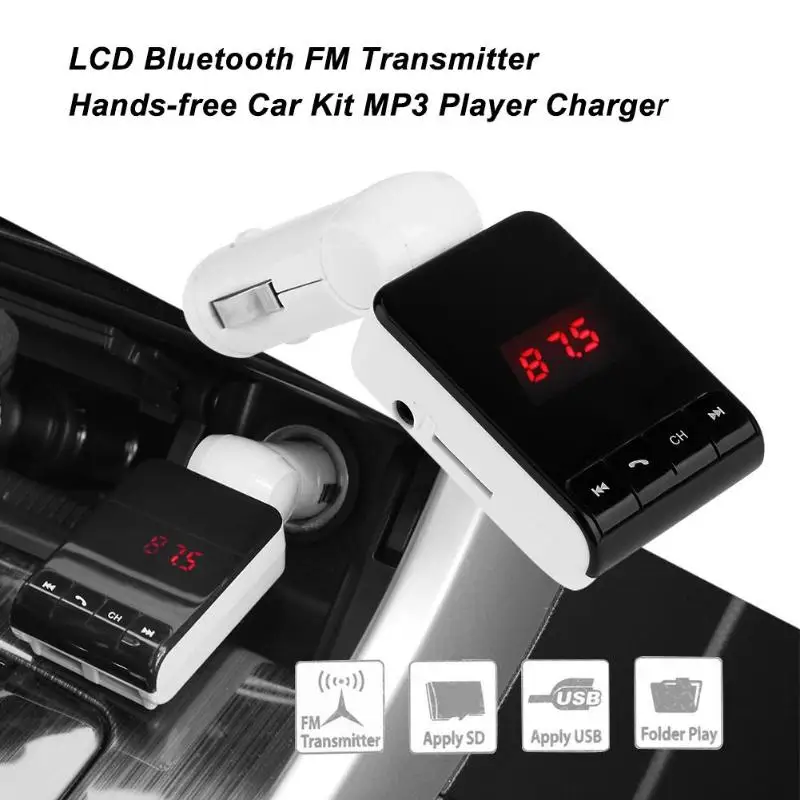 1 шт. белый ЖК-дисплей Bluetooth fm-передатчик модулятор Hands-Free Car Kit стерео MP3-плееры USB Зарядное устройство с Дистанционное управление Лидер продаж