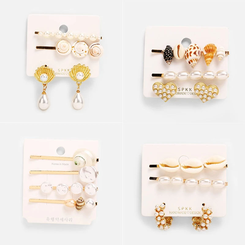 

IF YOU Ins Natural Fashion Pearl Shell Conch Women Hair Clip Barrette Stick Hairpin Jewelry Styling Tools Boho Hair Accessories