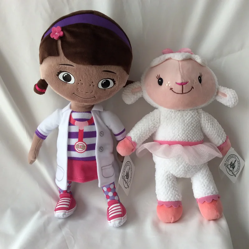 Livraison gratuite Original Doc McStuffins jouets en peluche 32cm Dottie fille et 27cm Lambie mouton doux bébé poupée pour enfants cadeau