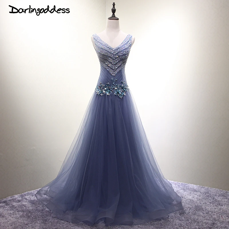 

Luxury Long Evening Dress Sequin Floor Length Evening Gown Deep V Blue Gold Red Burgundy Formal Prom Dresses Robe Soiree Longue