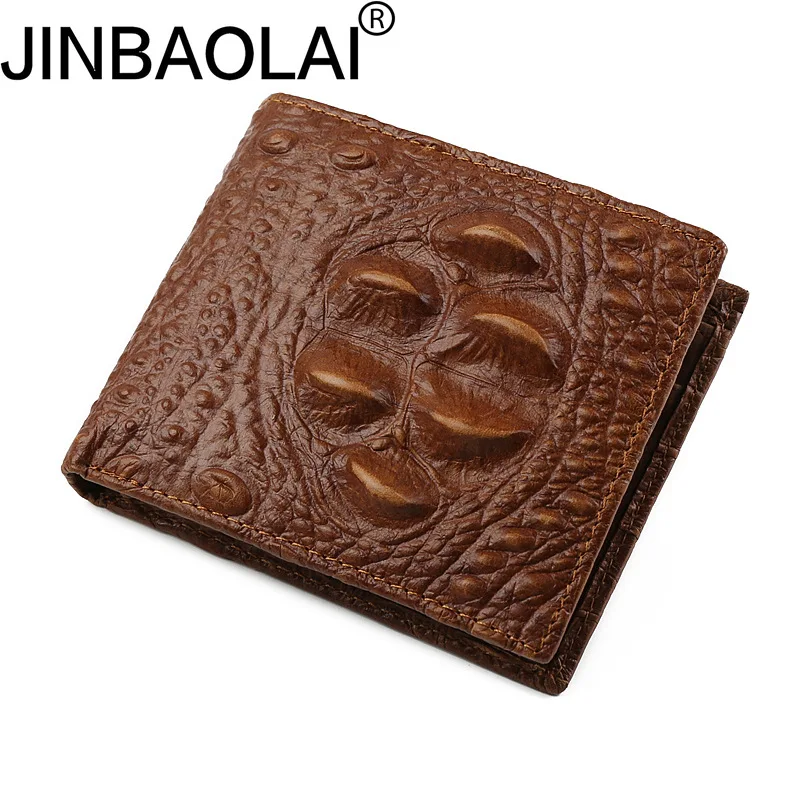 

JINBAOLAI genuine leather wallets for men Hot 2018 short male coin pocket wallet men famous brand organizer bifold wallet purses