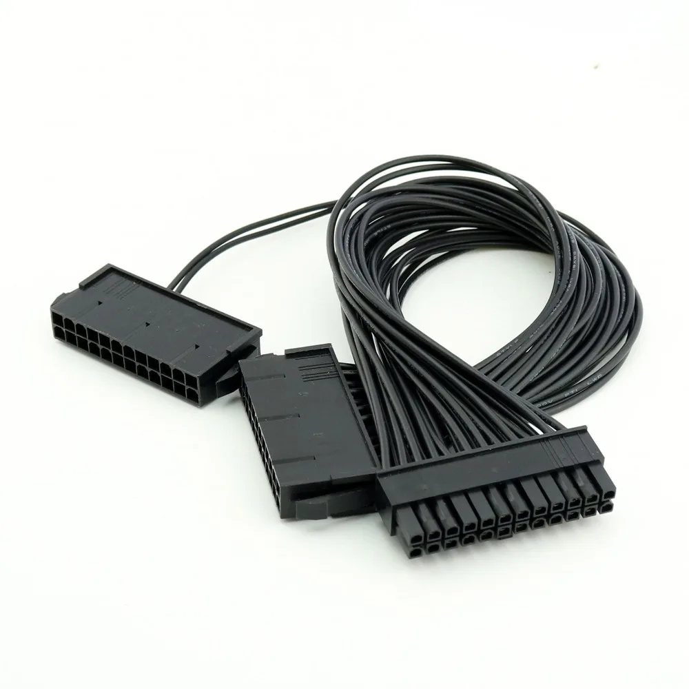 

1pcs 24Pin 20+4 Pin Dual PSU ATX Power Supply Adapter Cable Connector For Mining 1FT