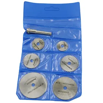 

7pc 6mm HSS Circular Saw Blade Cutting Discs Cut-Off Wheel For Rotary Tool Plastic Plate Acrylic With Shank 22/25/32/35/44/50mm