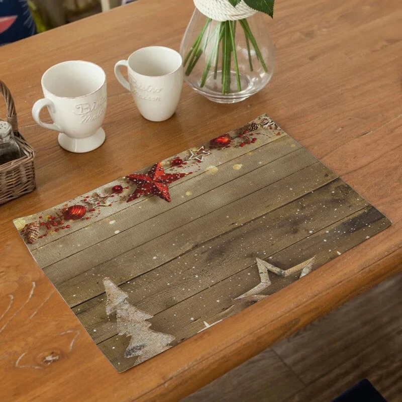 Christmas Style Table Napkin Dining Table Placemat Kitchen Tool Tableware Pad Coaster Coffee Tea party decorations Rectangular Christmas Style Table Napkin Dining Table Placemat Kitchen Tool Tableware Pad Coaster Coffee Tea party decorations Rectangular