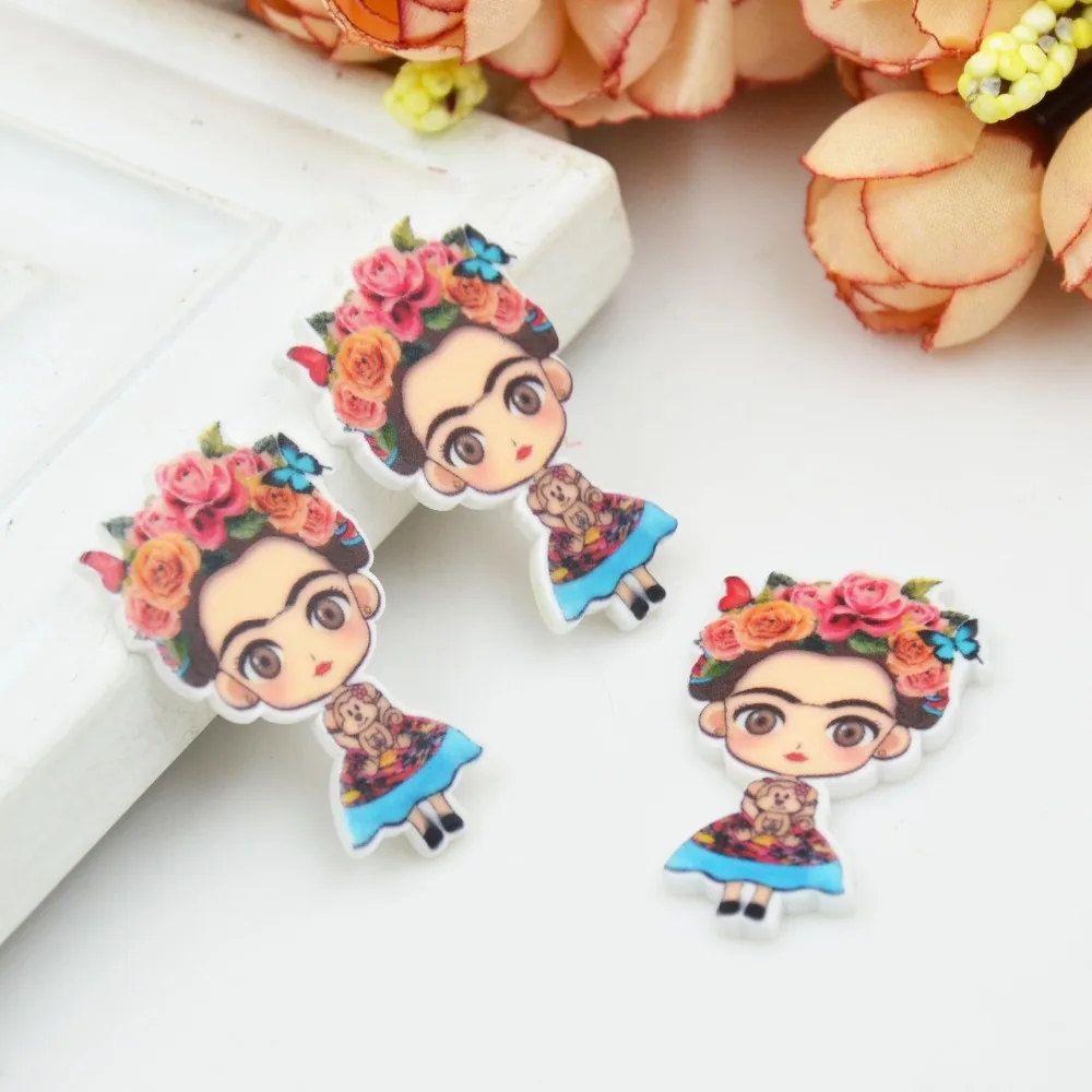 

Kawaii cartoon flat back planar resin Flower girl Figurine fairy Home garden decoration craft DIY Bow hair accessories