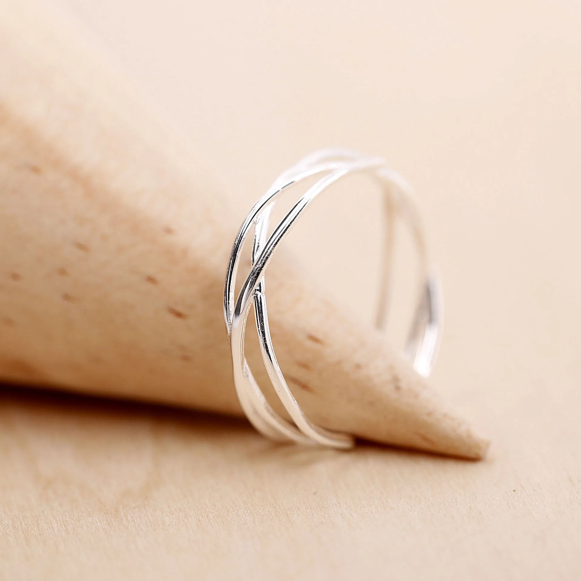 Cross line Rings 100% Sterling 925 silver Jewelry Vintage Adjustable rings for women gift