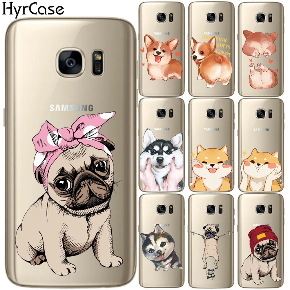 Cute Pug dog Design Soft TPU Silicone Phone Back Case Cover For Samsung