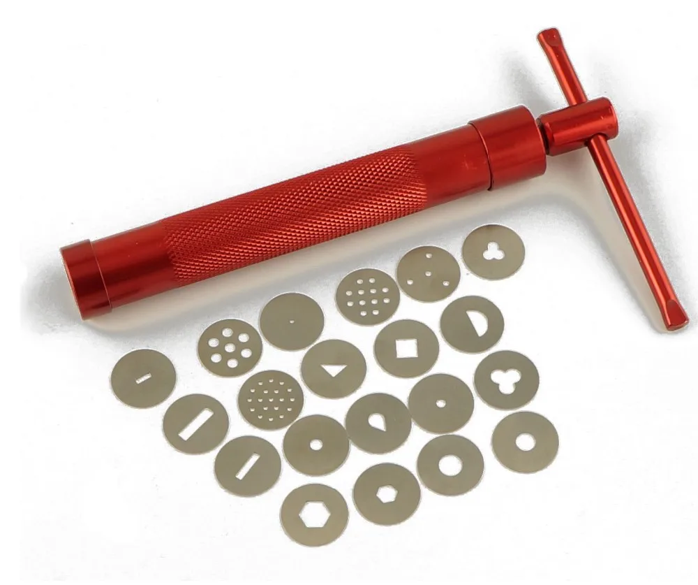 Grün Clay Extruder Polymer Craft Tool Cake Sugarcraft Kit Werkzeug mit 20Discs 