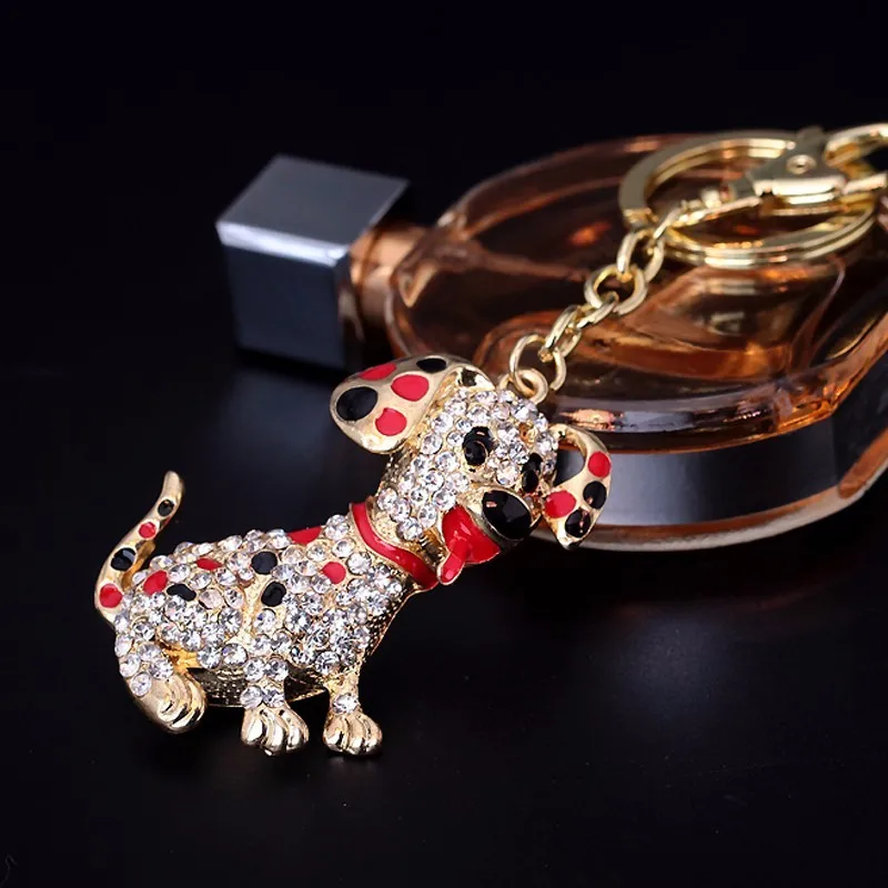 TOGORY кольцо для ключей кошелек сумка Украшенные стразами брелок CZ брелок Шарм Подвеска подарок красная собака