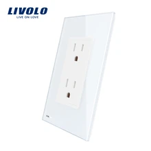 Livolo розетка стандарта США(15а), белое стекло, AC 110~ 220 В, настенные точки питания с вилкой, VL-C5C2US-11